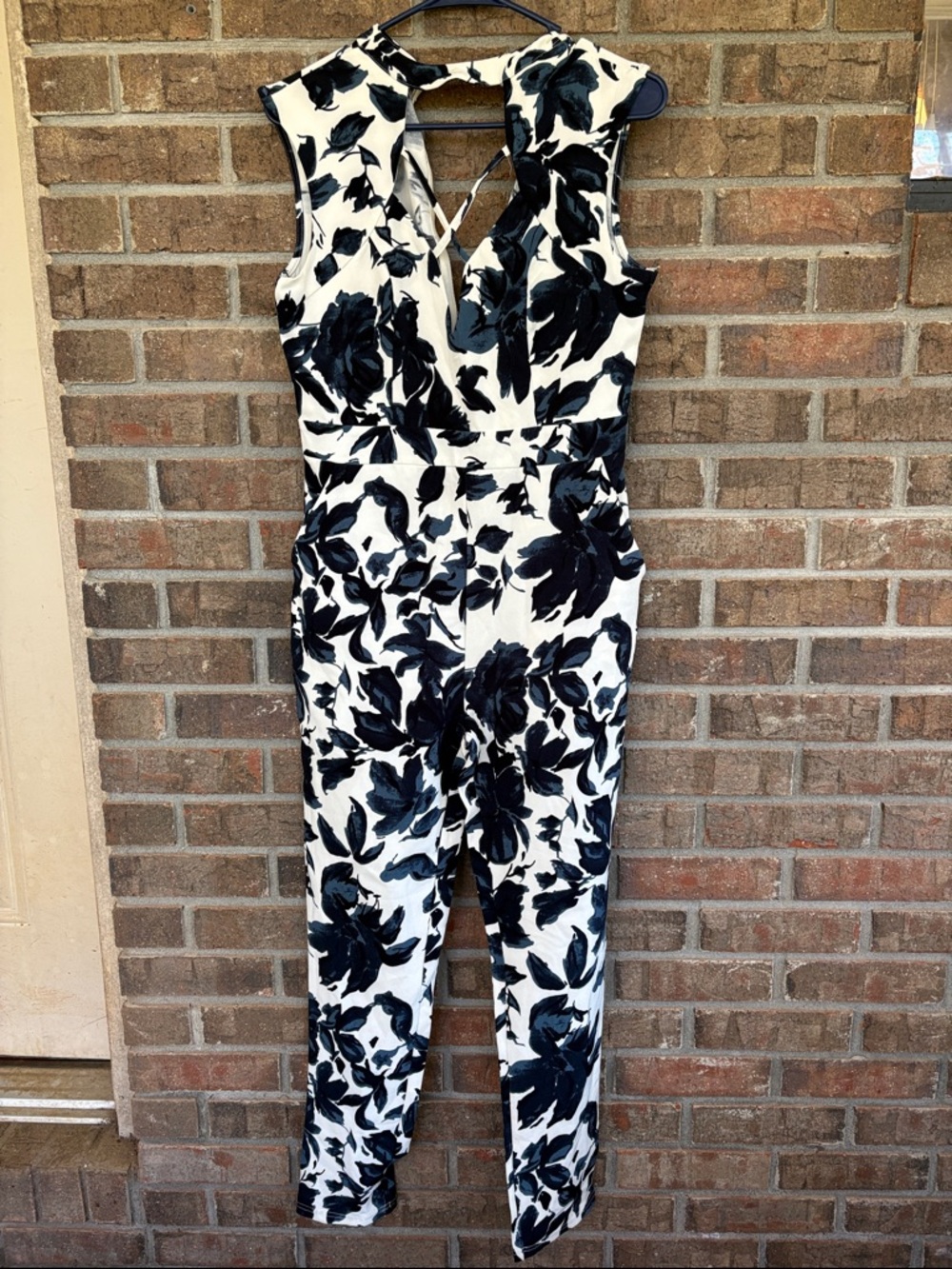 Sleeveless Navy & White Floral Jumpsuit
